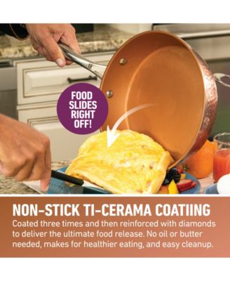 Hammered Copper 3-Piece Ti-Cerama Nonstick Frying Pan Set