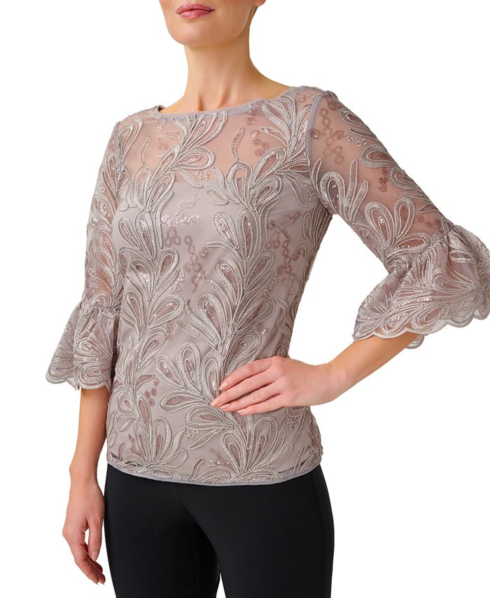 Adrianna Papell SOUTACHE EMBROIDERY TOP - Macy's