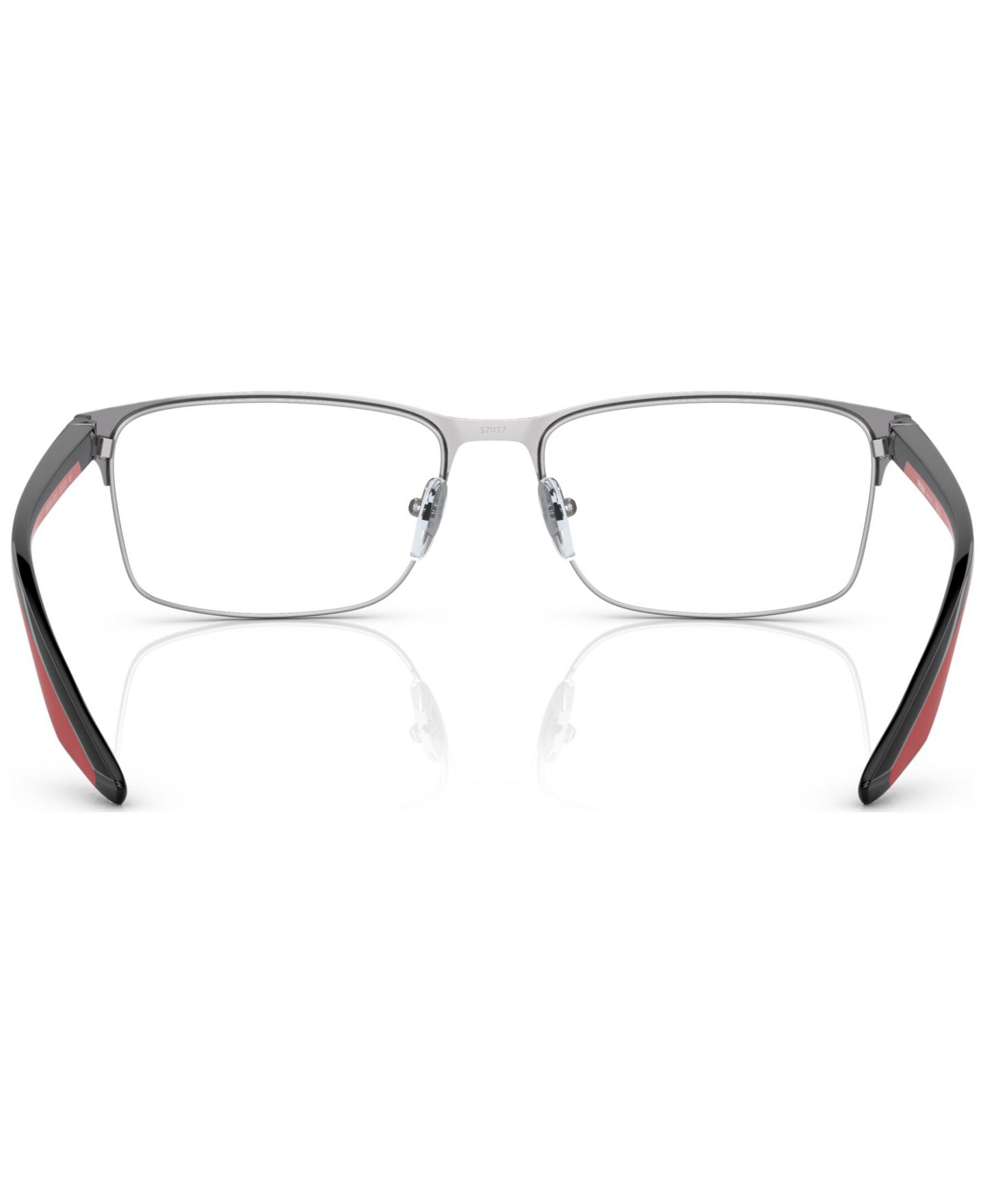 Мужские очки PRADA LINEA ROSSA Man Rectangle Metal PS 50PV Eyeglasses, цвет: Чёрный / Серебристый — фото 4