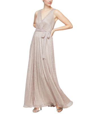 Alex & Eve - Women's Metallic Surplice Sleeveless Gown