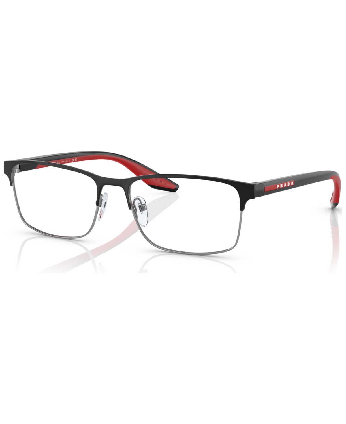 Men's Rectangle Eyeglasses, Ps 50PV55-o - Black, Silver-Tone