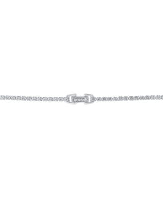 Cultured Freshwater Pearl (9x11mm) & Cubic Zirconia 17" Collar Necklace in Sterling Silver