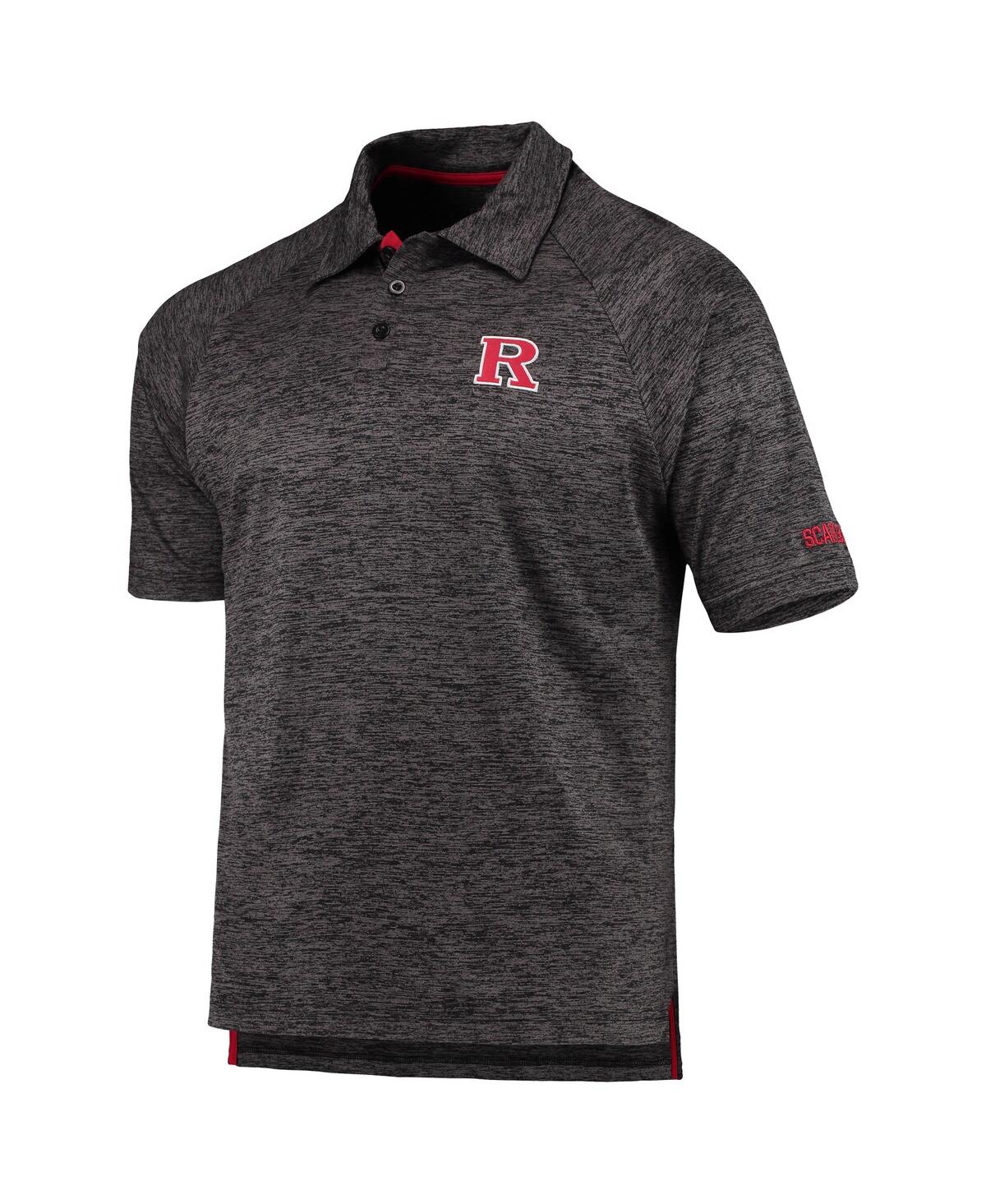 Colosseum Heathered Black Rutgers Scarlet Knights Down Swing Raglan Polo In Heathered Black