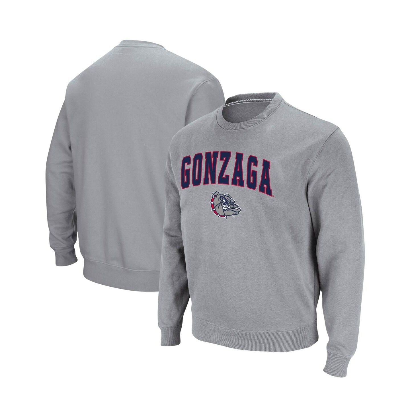 Мужская толстовка Colosseum Gonzaga Bulldogs Arch & Logo Tackle Twill Pullover, цвет: Меланжевый серый — фото 1