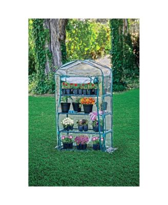 Manufacturing Bloom 4 Tier Greenhouse Small, Green 49" tall
