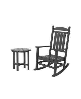 2-Piece Classic Porch Rocking Chair With Side Table Set