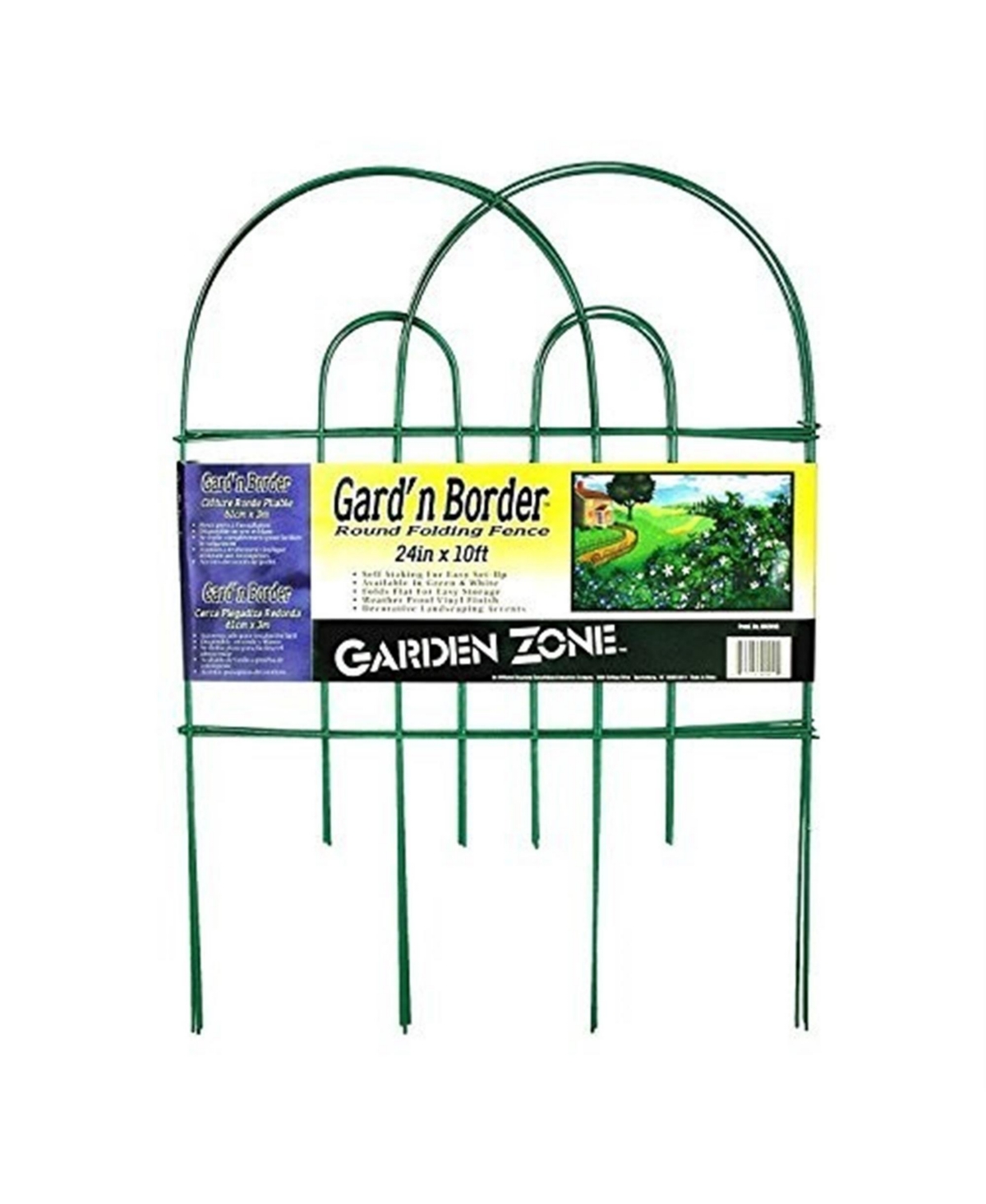 Garden Border Round Folding Fence, Green, 24 x 10' - Green