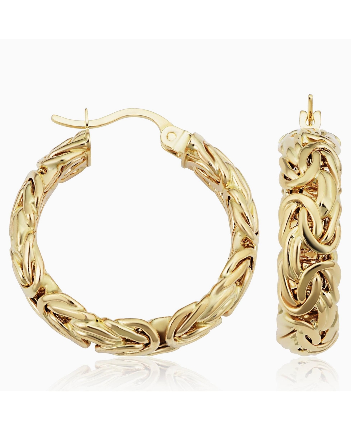 Oradina 14k Yellow Gold Byzantine Classic Hoops In Yellow Gold