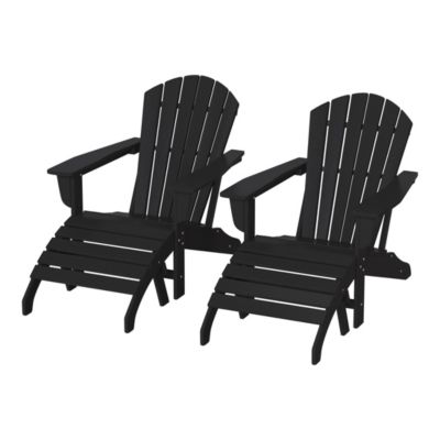 Adirondack Chair with Footrest Ottoman Set (Set of 2)