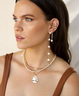 Imitation Pearls Earrings Dripping in 18K Gold Plating