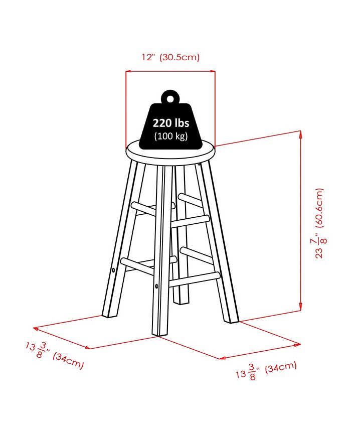 Winsome Element 2-Piece Counter Stool Set - 24 Inch Height, Oyster Gray, Solid Wood - View #9