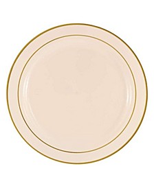 7.5" Ivory with Gold Edge Rim Plastic Appetizer/Salad Plates (120 Plates)