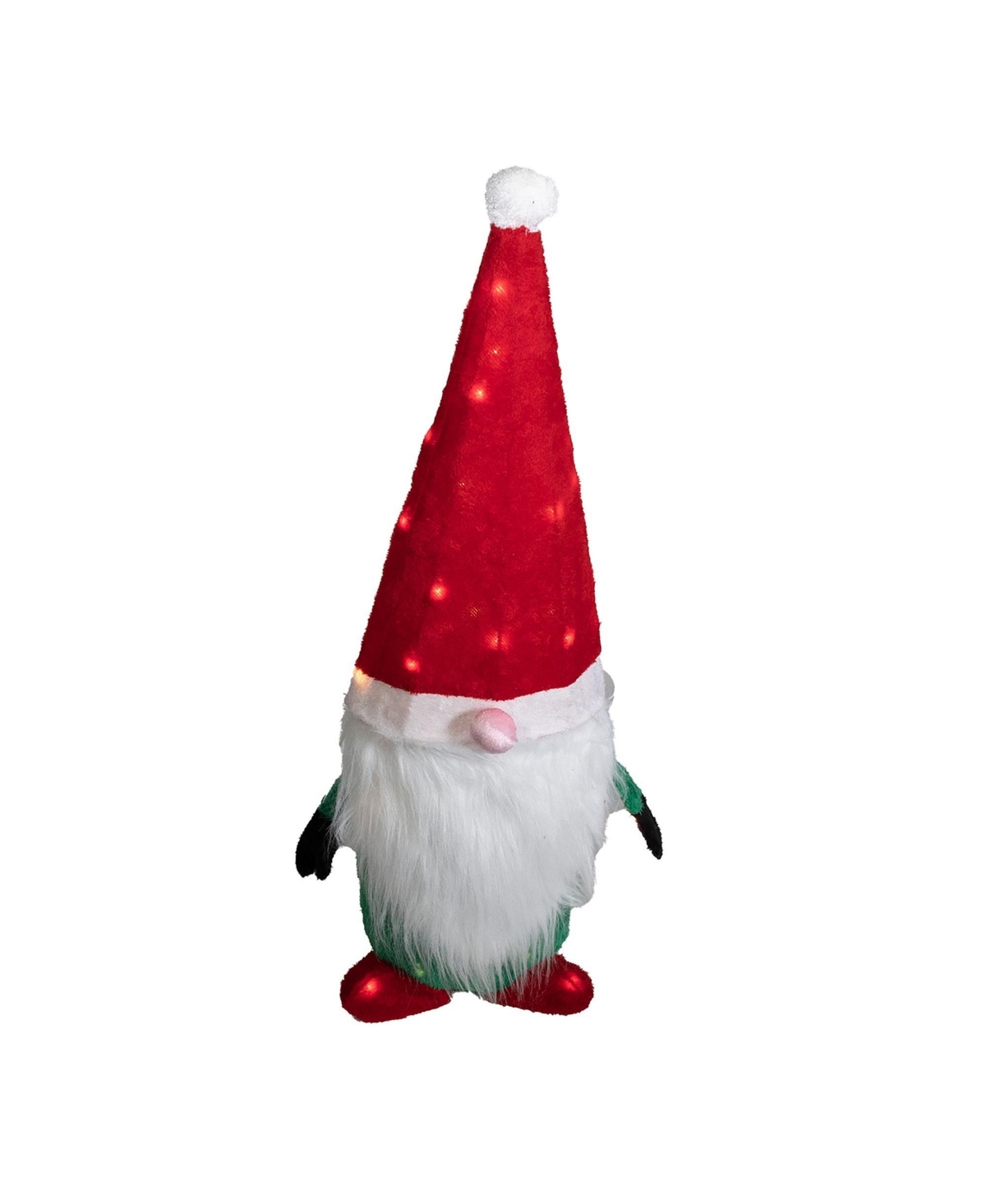 Good Tidings Gnome Santa Christmas Decoration Figurine, 50 Lights, 35" - Multi