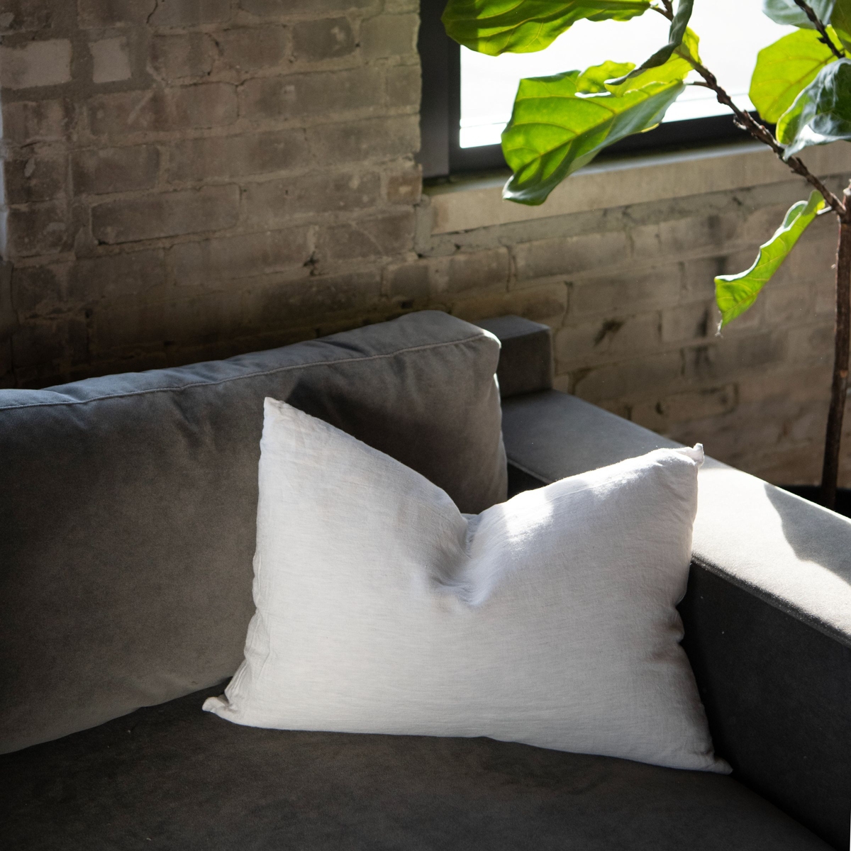 French Linen Decorative Throw Pillow - 22" x 15"