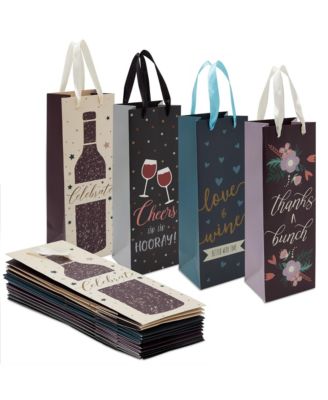 Juvale 12 Pack Wine Bottle Gift Bags with Handles, Bulk Set for