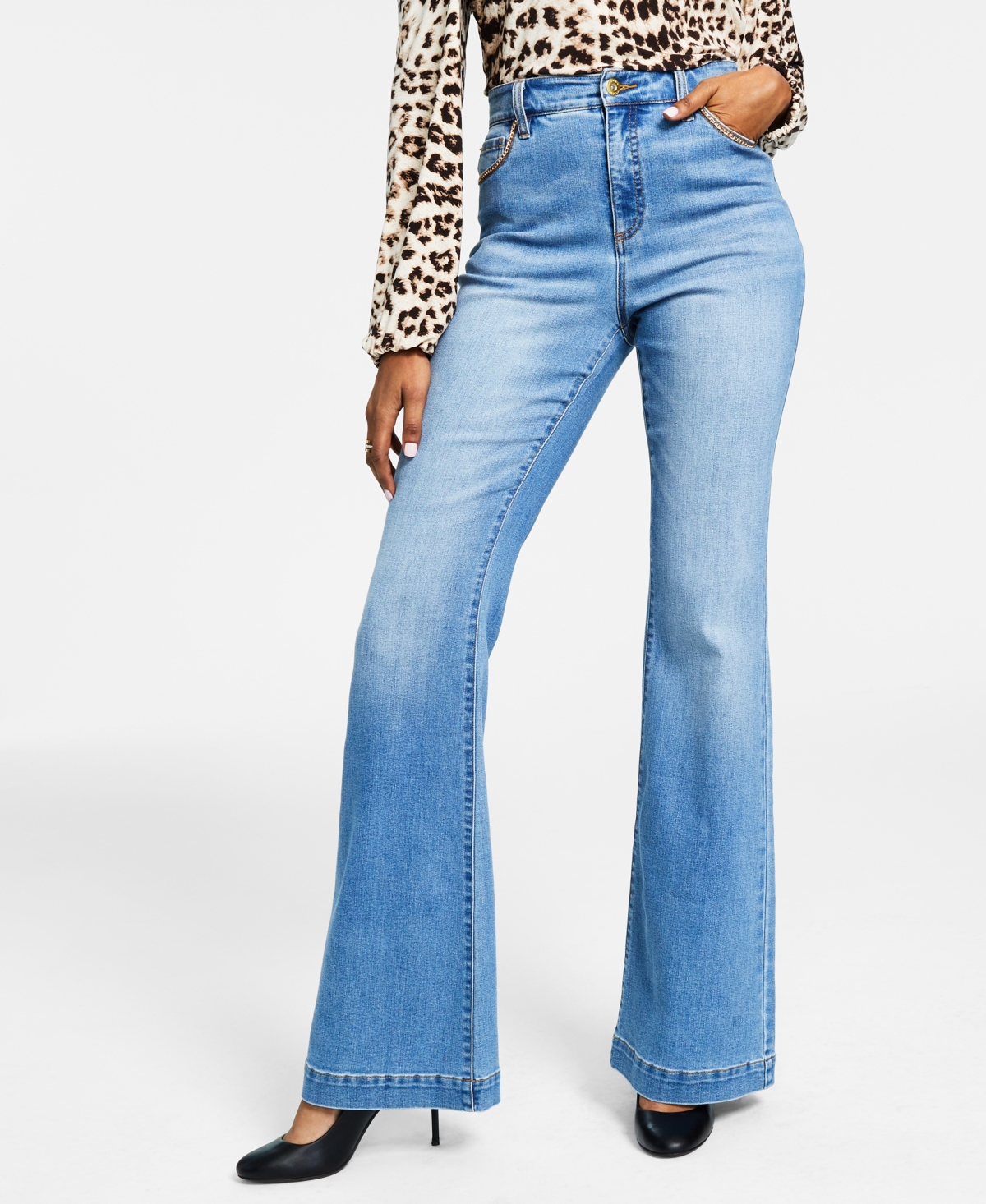  Inc International Concepts Women's High-Rise Chain-Trim Jeans, Created for Macy's