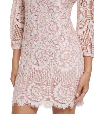 Vince Camuto Women's Lace Blouson-Sleeve Shift Dress - Macy's