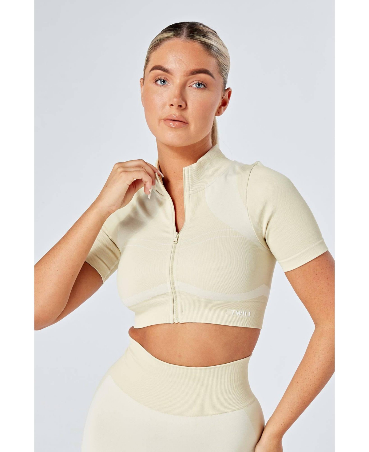 Women's Recycled Colour Block Zip-up Crop Top