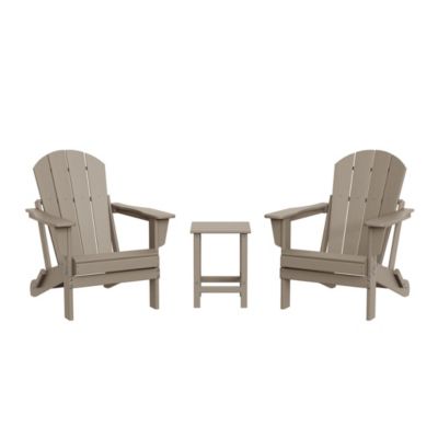 3 Piece Set Outdoor Folding Adirondack Chairs with Side Table