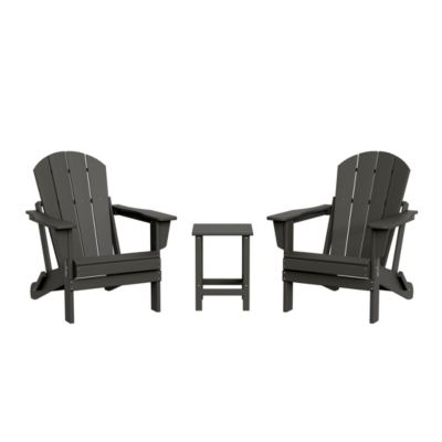 3 Piece Set Outdoor Folding Adirondack Chairs with Side Table