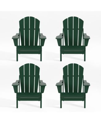 All-Weather Contoured Outdoor Poly Folding Adirondack Chair (Set of 4)