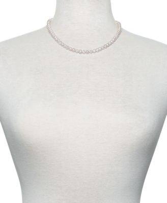 White Cultured Freshwater Pearl (6mm) Necklace and Matching Stud (7-1/2mm) Earrings Set in Sterling Silver