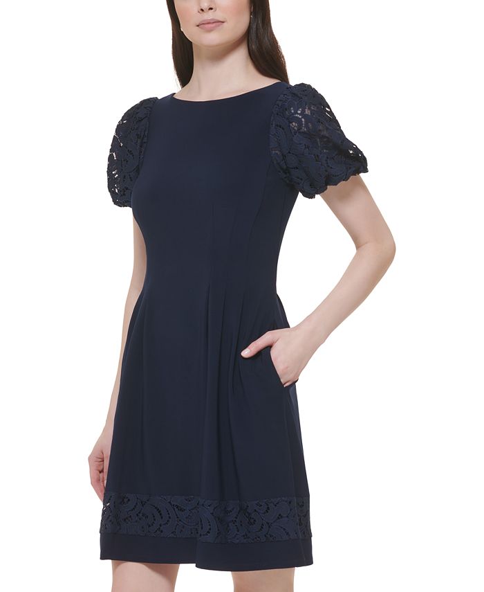 Jessica Howard Women's EmbroideredHem BalloonSleeve Dress Macy's