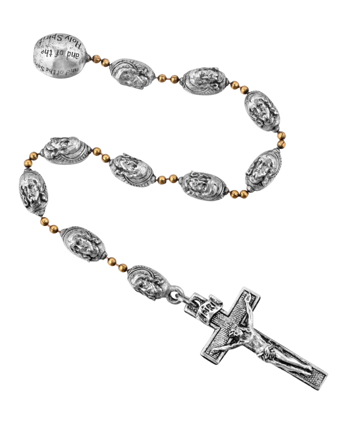 Pewter Our Father Creed Hand Rosary - Silver-Tone