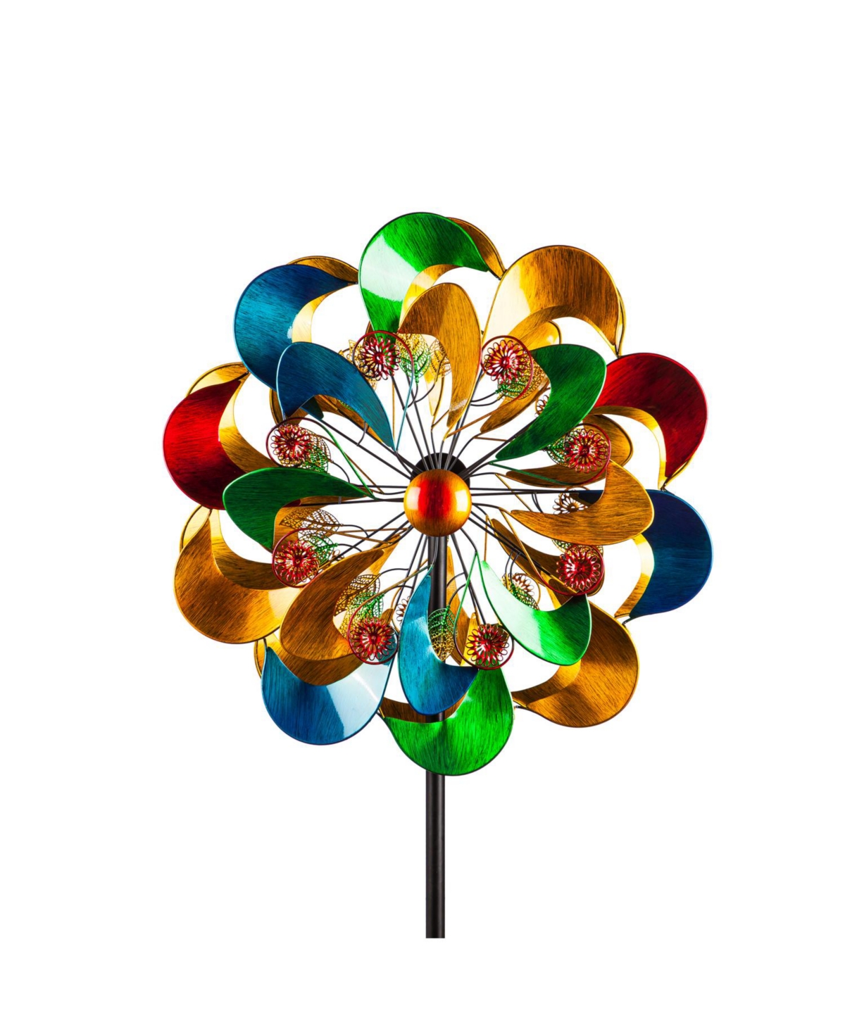 Evergreen 75"h Wind Spinner, Layered Flower- Fade And Weather Resistant Outdoor Decor For Homes, Yards And Gar In Multicolored