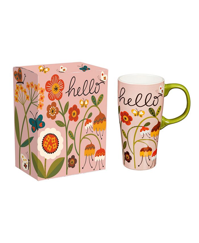 Evergreen 16 OZ Ceramic Essential Latte Cup w/Box, Hello - Macy's
