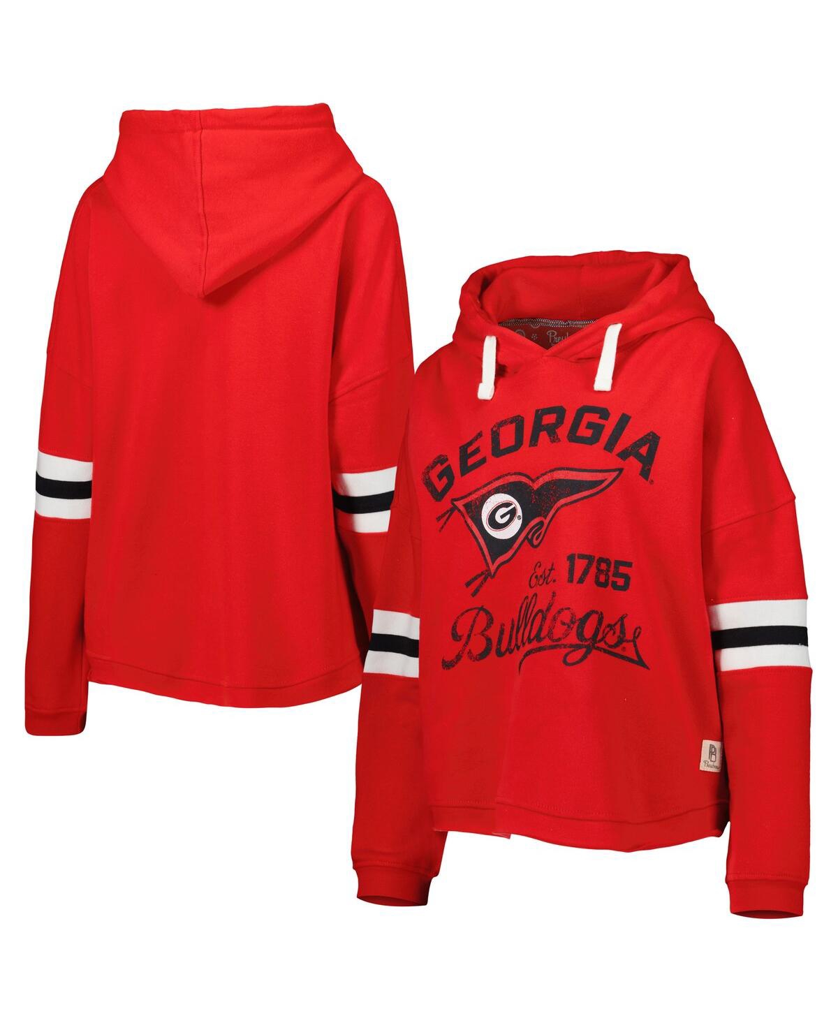 PRESSBOX WOMEN'S PRESSBOX RED GEORGIA BULLDOGS SUPER PENNANT PULLOVER HOODIE 