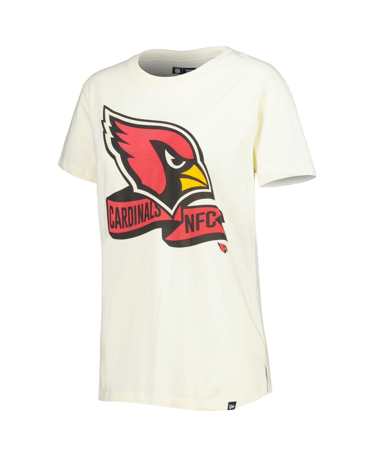 NEW ERA WOMEN'S NEW ERA CREAM ARIZONA CARDINALS CHROME SIDELINE T-SHIRT 
