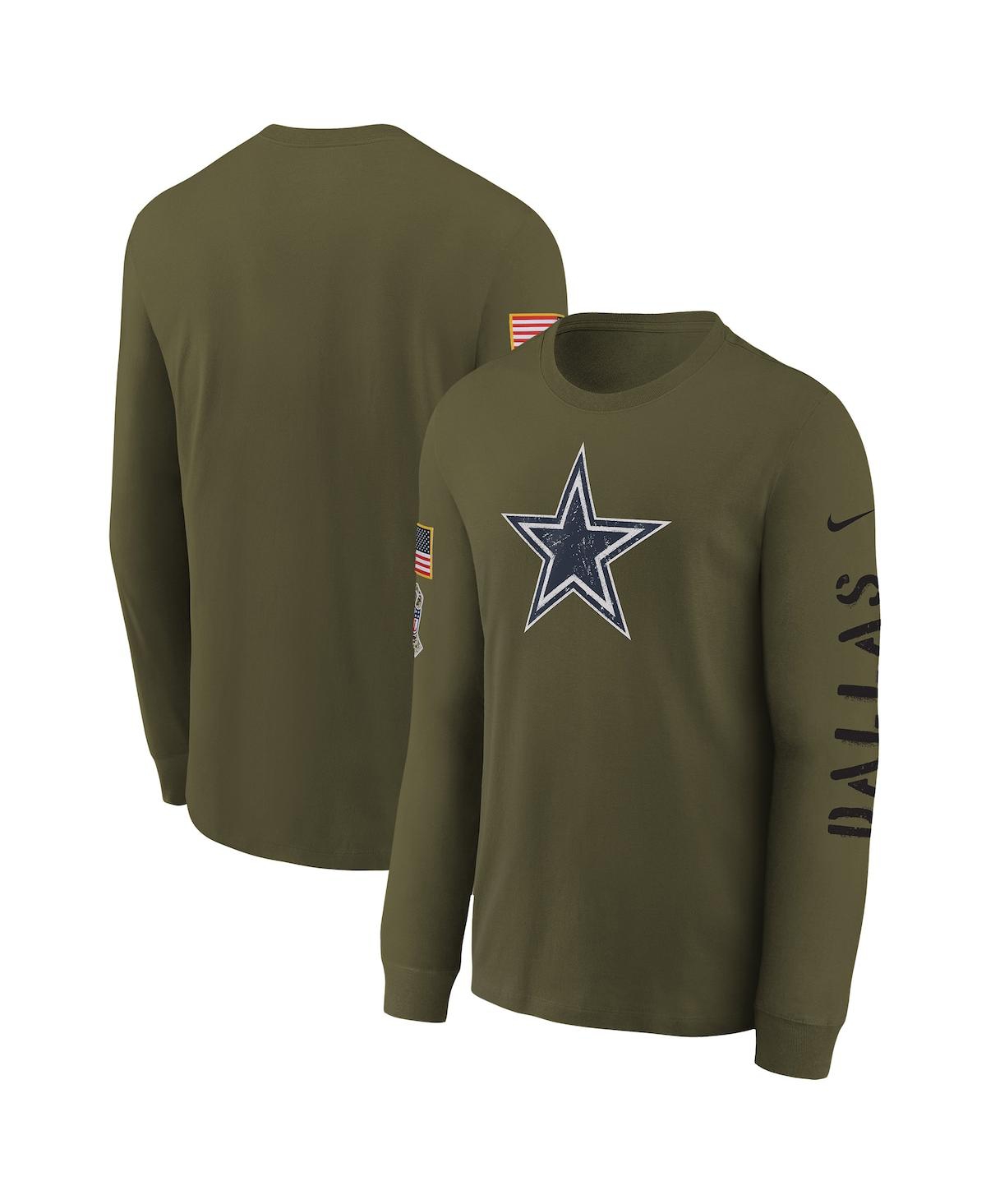 Youth Boys Nike Olive Dallas Cowboys 2022 Salute To Service Team Logo Long Sleeve T-shirt