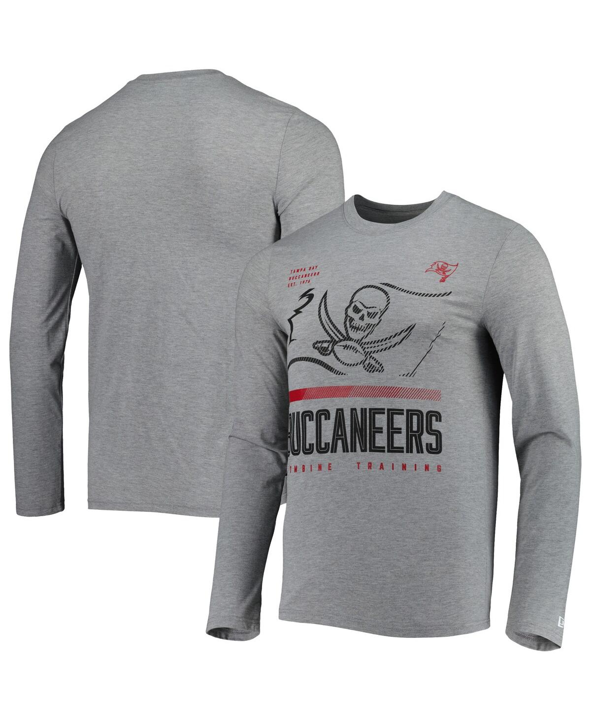 Shop New Era Men's  Heathered Gray Tampa Bay Buccaneers Combine Authentic Red Zone Long Sleeve T-shirt