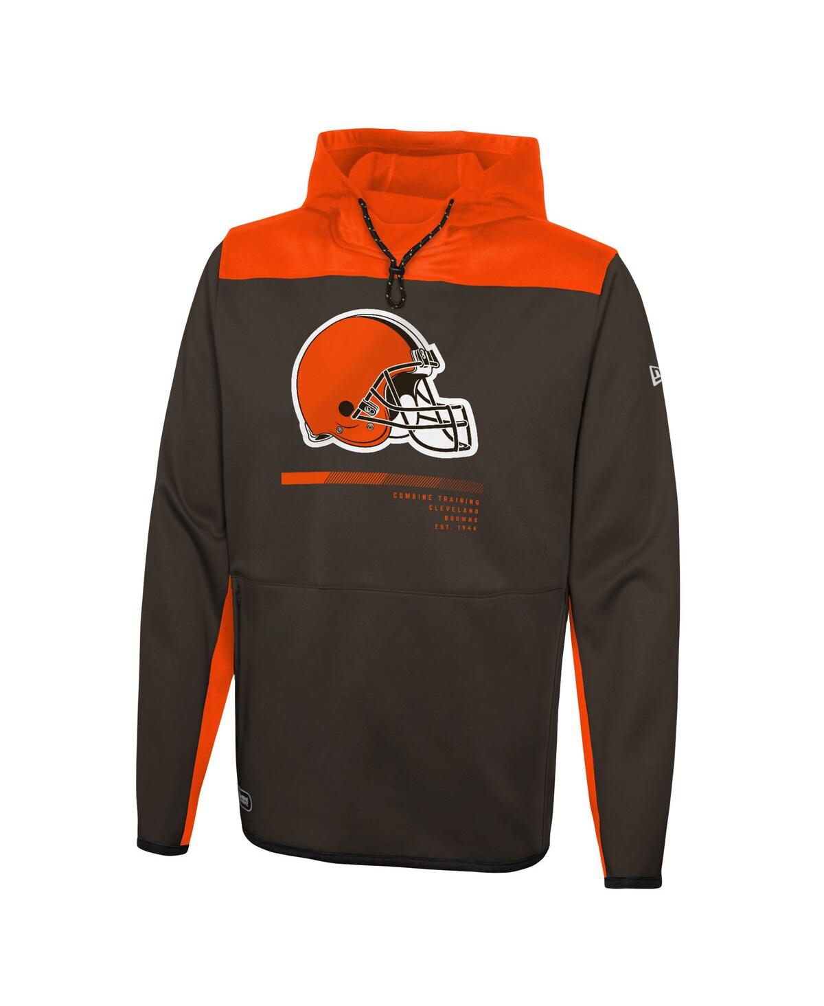 NEW ERA MEN'S NEW ERA BROWN CLEVELAND BROWNS COMBINE AUTHENTIC HARD HITTER PULLOVER HOODIE 