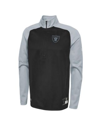 Men's Black Las Vegas Raiders Combine Authentic O-Line Raglan Half-Zip Jacket