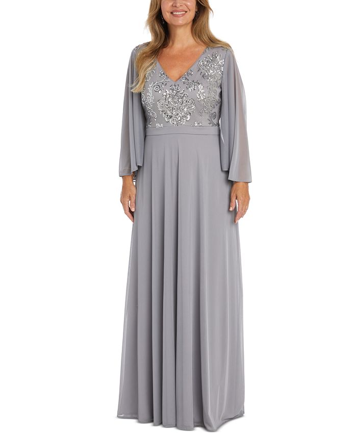 R & M Richards Women's Sequined-Bodice Chiffon Gown - Macy's