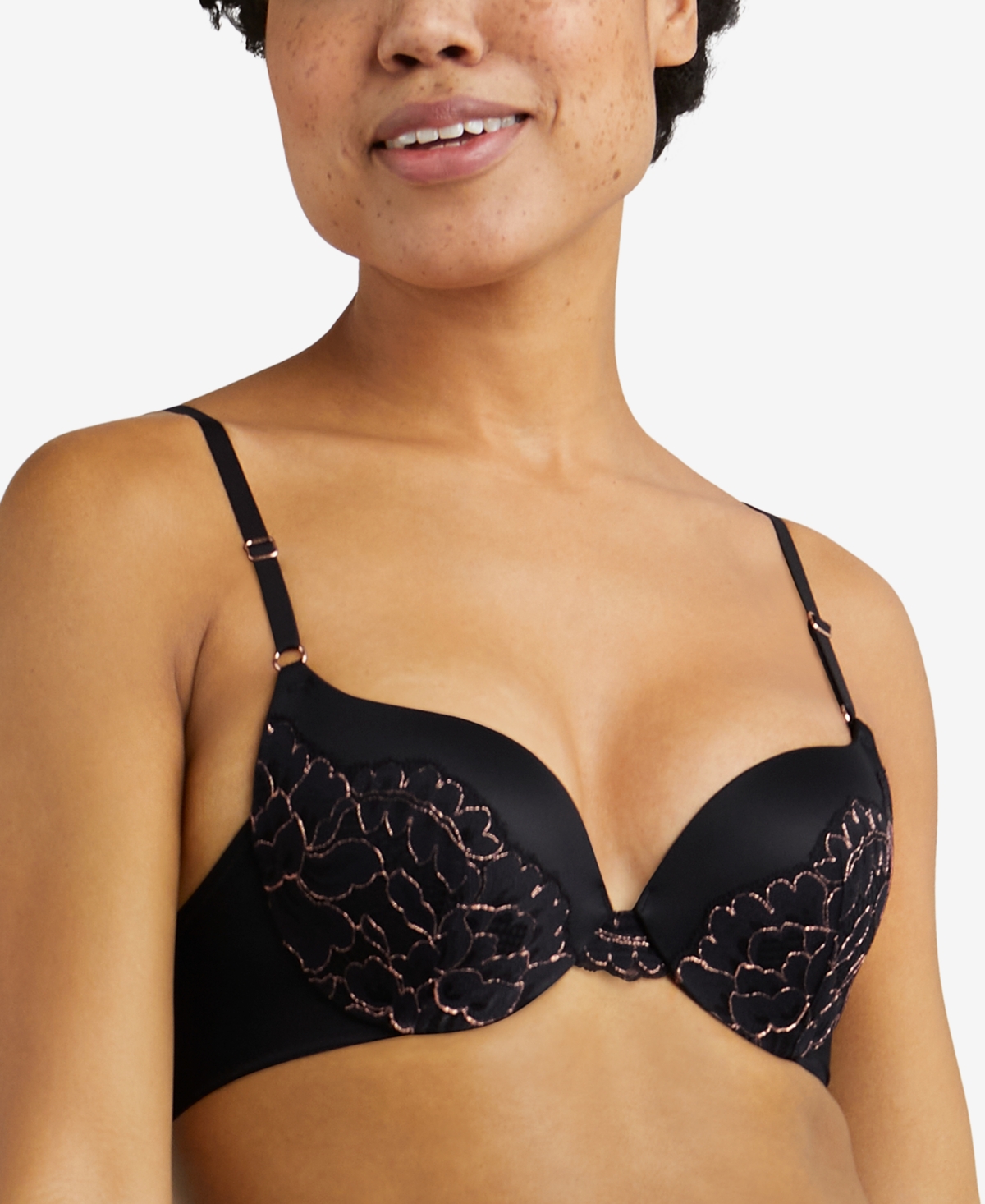 Love the Lift All Over Lace Push Up Bra DM9900 - Black With Rosegold