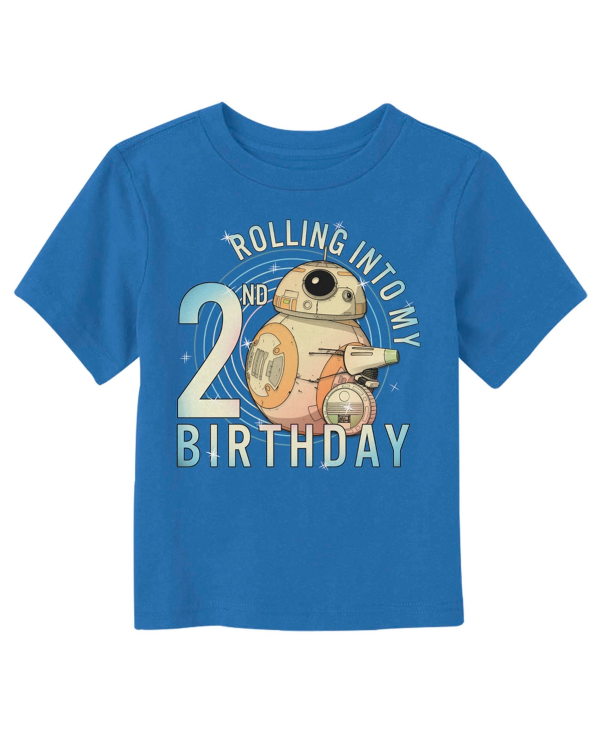 Disney Lucasfilm Toddler's Star Wars Rolling Into My 2nd Birthday Bb-8 Unisex T-shirt In Royal Blue