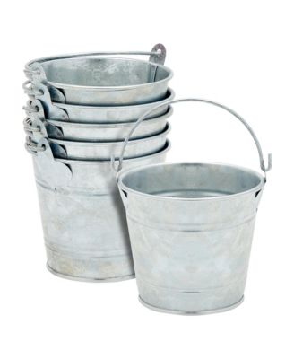 Juvale 6 Pack Small Galvanized Buckets With Handles, Mini Tin Pails For ...