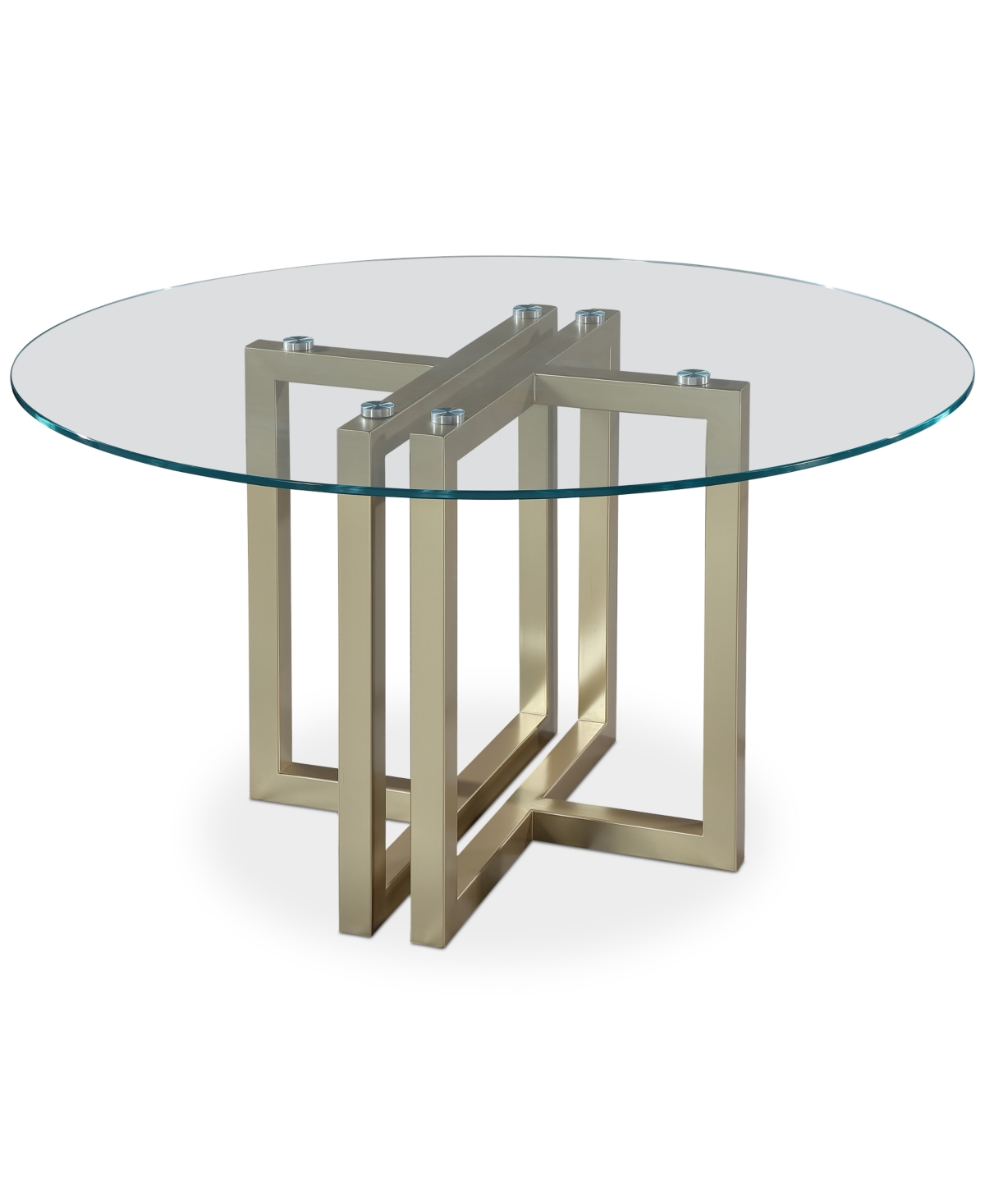 Furniture Emila 54" Round Glass Mix And Match Dining Table, Created For Macy's In Clear Glass With Champagne Base