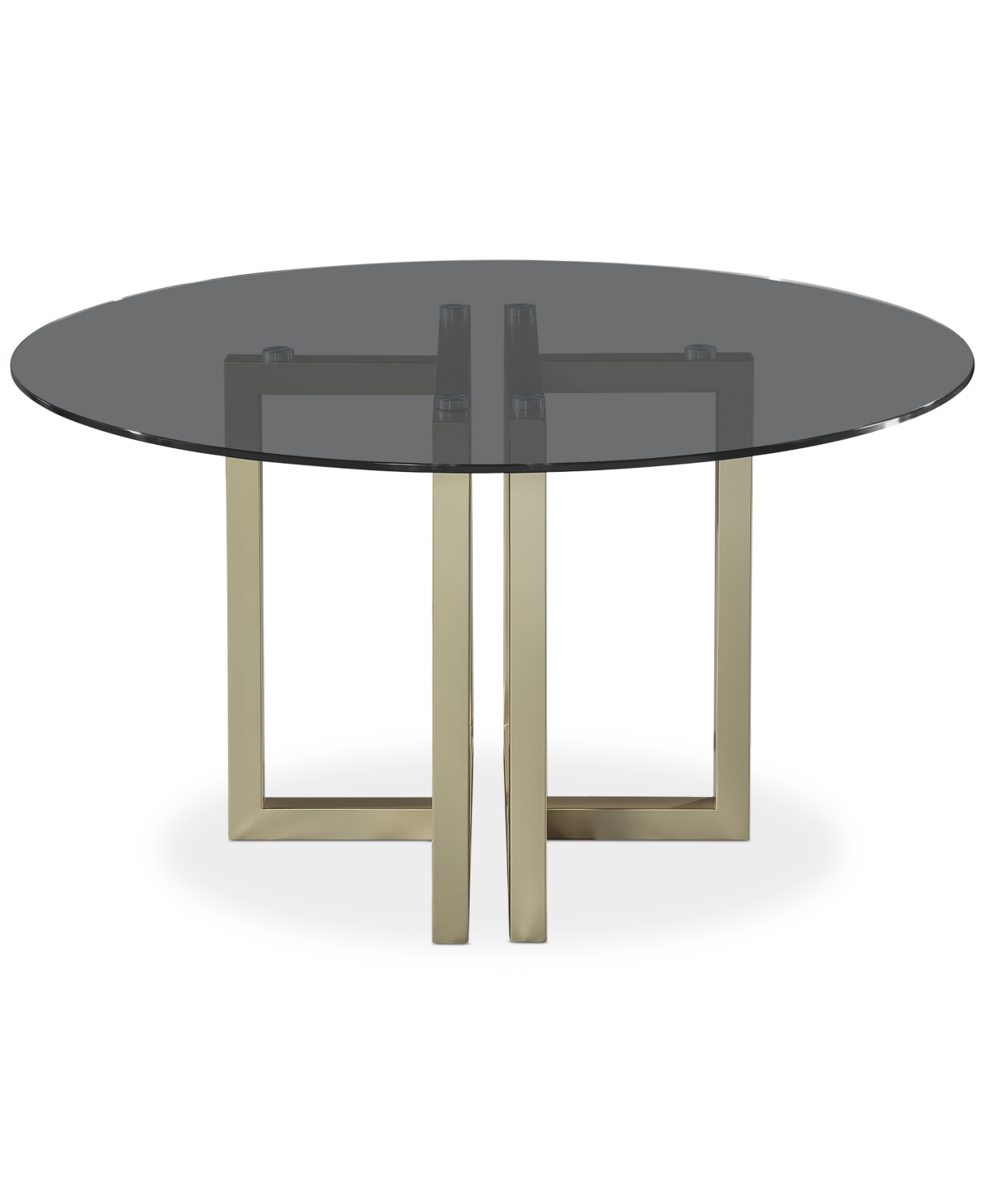 Furniture Emila 54" Round Glass Mix And Match Dining Table, Created For Macy's In Smoked Glass With Champagne Base