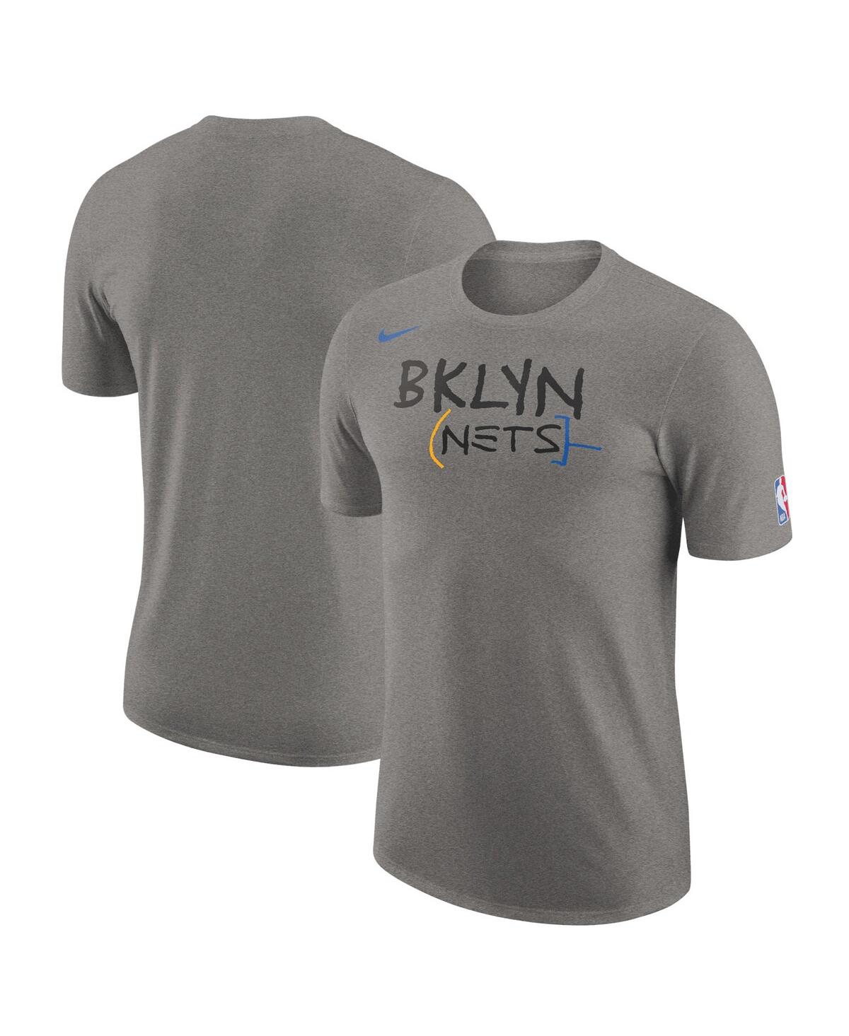 Men's NikeBrooklyn Nets 2022/23 City Edition Essential Logo T-shirt - Heather Charcoal