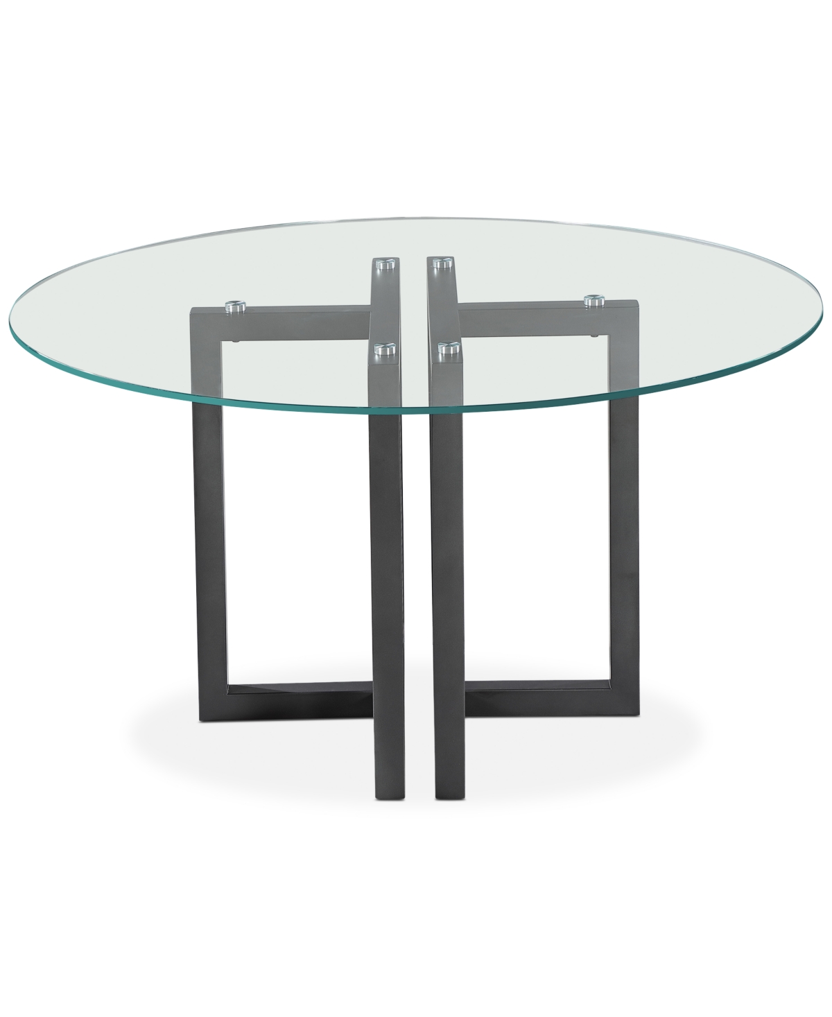 Furniture Emila 54" Round Glass Mix And Match Dining Table, Created For Macy's In Clear Glass With Black Base