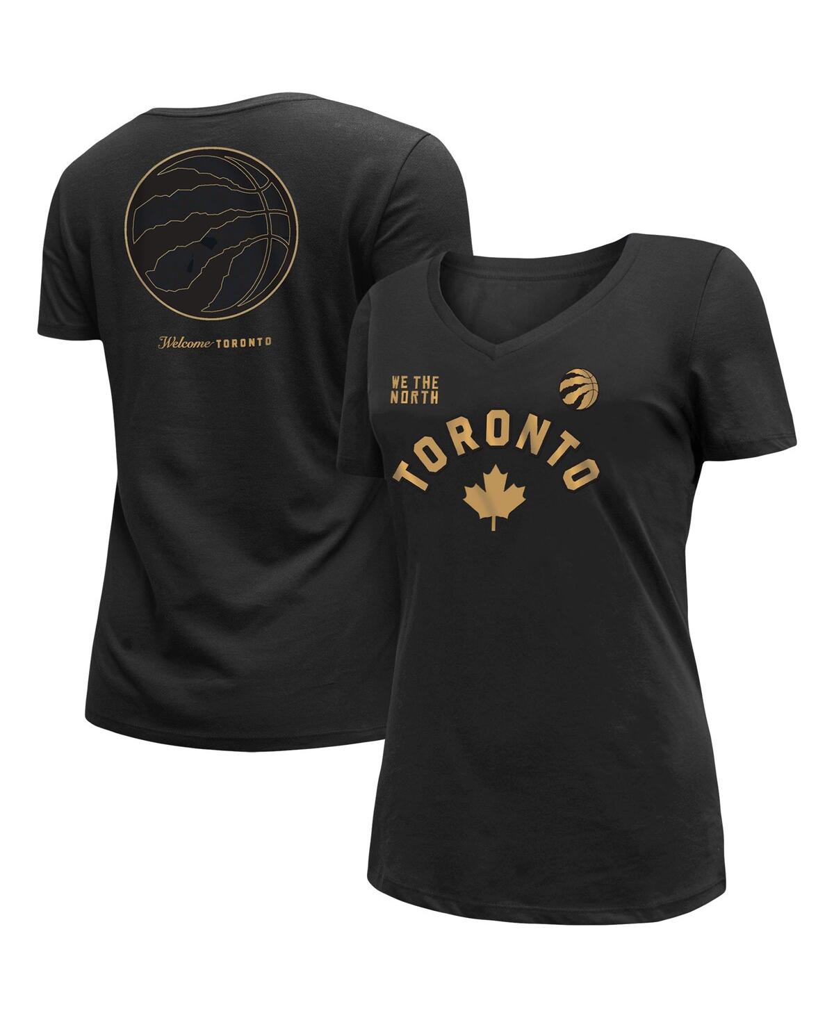 NEW ERA WOMEN'S NEW ERA BLACK TORONTO RAPTORS 2022/23 CITY EDITION V-NECK T-SHIRT 