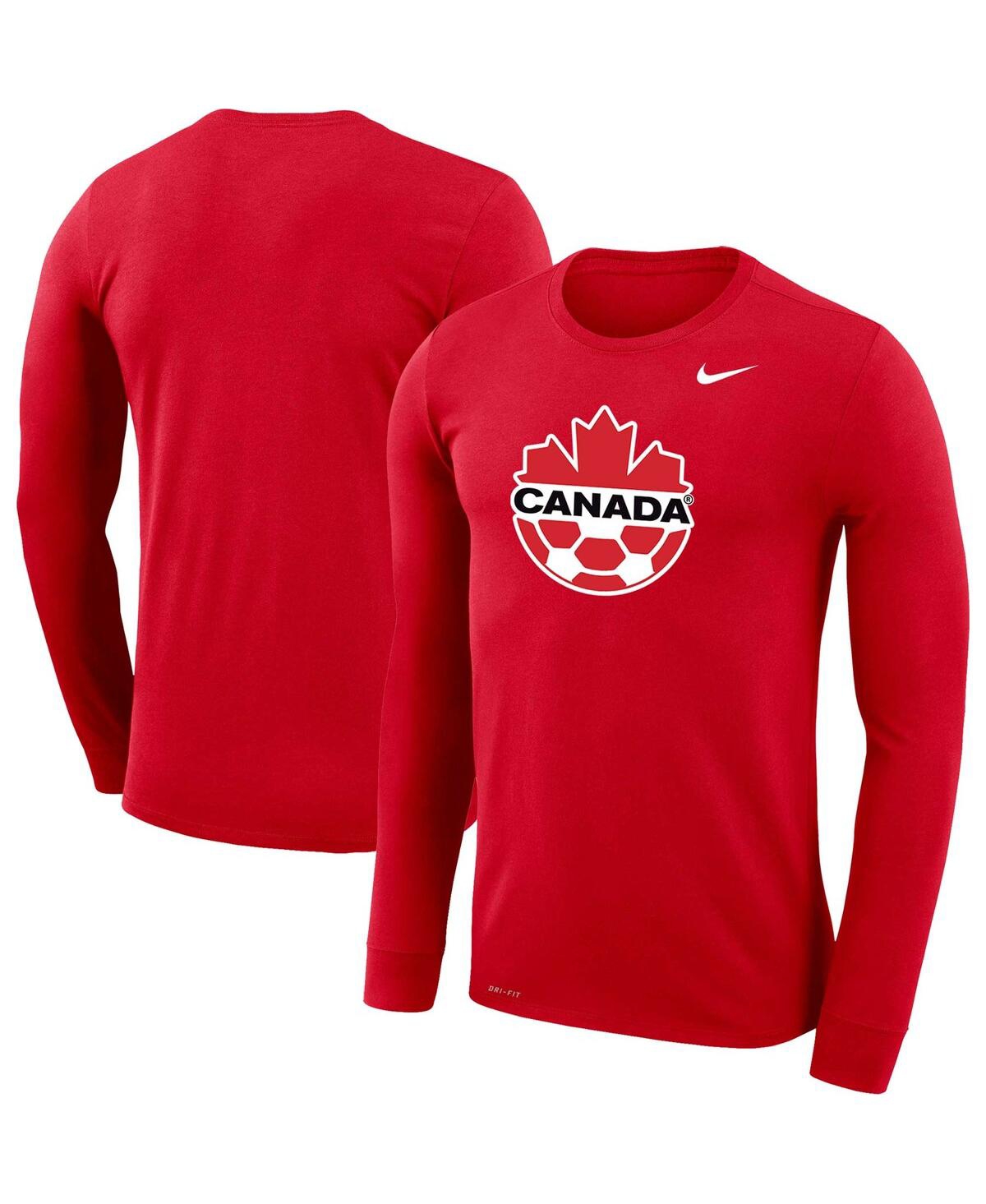 Nike Men's  Red Canada Soccer Primary Logo Legend Performance Long Sleeve T-shirt