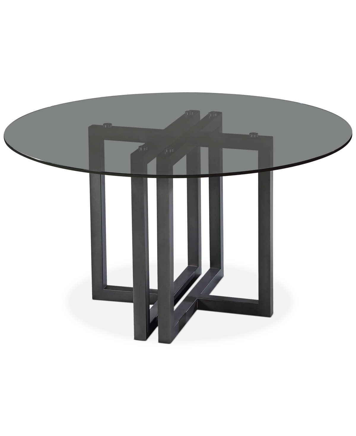 Furniture Emila 54" Round Glass Mix And Match Dining Table, Created For Macy's In Smoked Glass With Black Base
