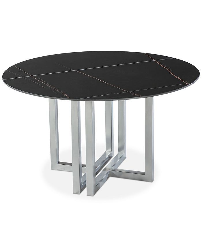 Furniture Emila 54" Round Sintered Stone Mix and Match Dining Table