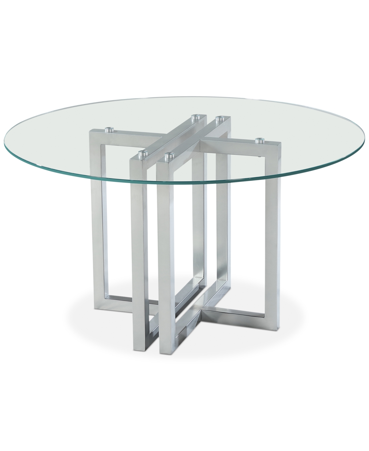 Furniture Emila 54" Round Glass Mix And Match Dining Table, Created For Macy's In Clear Glass With Silver Base