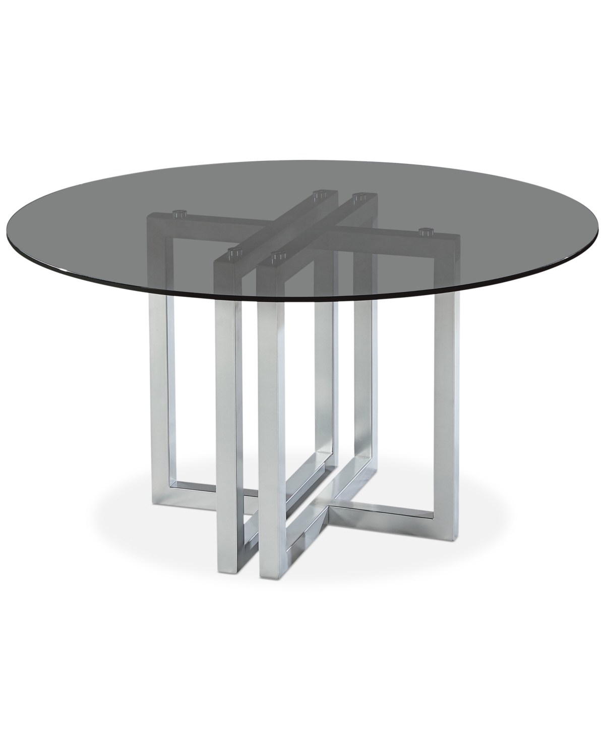 Furniture Emila 54" Round Glass Mix And Match Dining Table, Created For Macy's In Smoked Glass With Silver Base